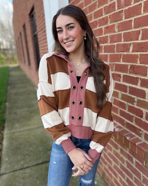 Brooke Pullover in Tobacco/Mauve