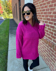 Georgia Slouchy Sweater in Cranberry