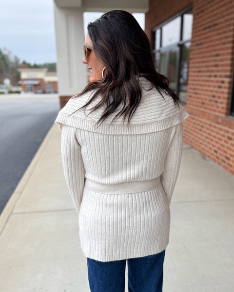 Molly Wrap Sweater Cardigan in Cream
