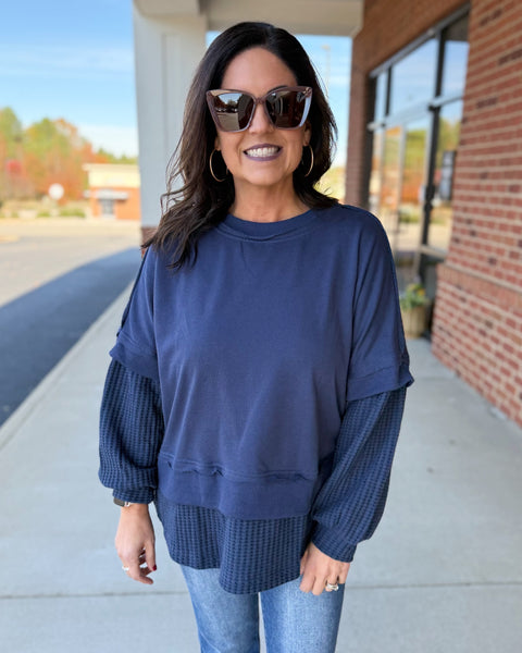 Raven REG/CURVY Sweatshirt Top in Navy