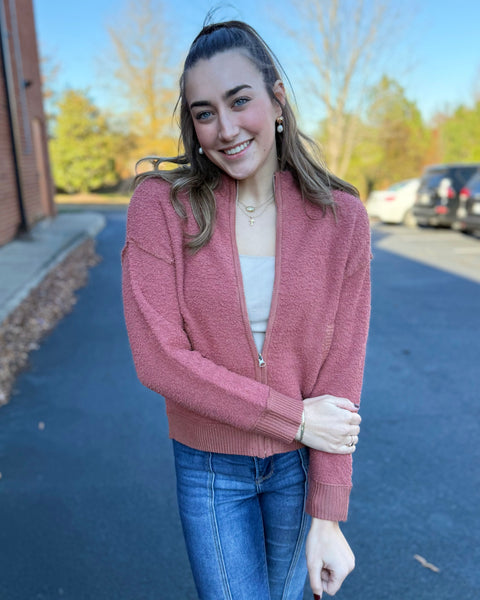 Salem Soft Fluffy Cardigan in Terracotta FINAL SALE