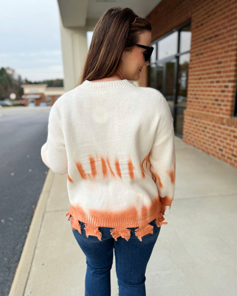 Flynn Dip Dye Sweater in Ivory/Rust