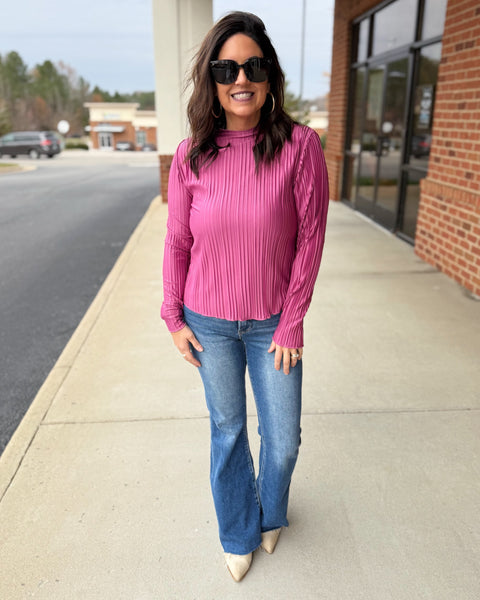 Patty Pleated Top in Berry FINAL SALE