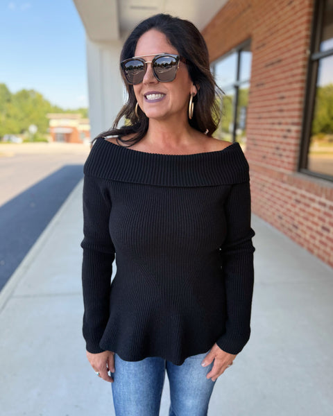 Rosie Peplum Sweater in Black