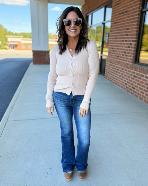 Kari Front Twist Sweater Top in Taupe