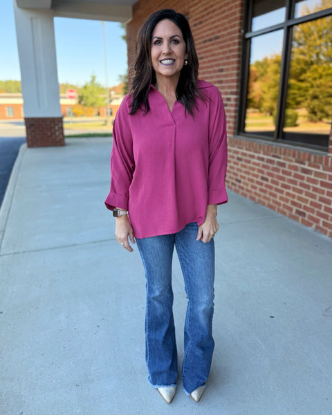 Bradley REG/CURVY Blouse in Dusty Mauve