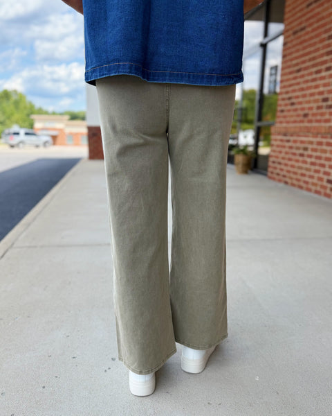 Helena Wide Leg Pants in Olive FINAL SALE