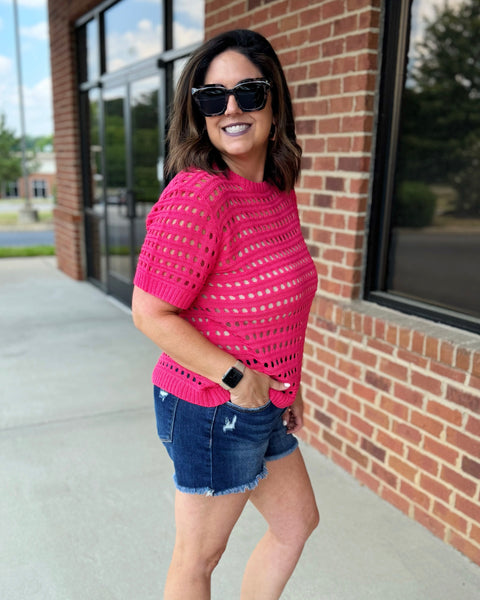 Gayle Knit Top in Neon Raspberry FINAL SALE