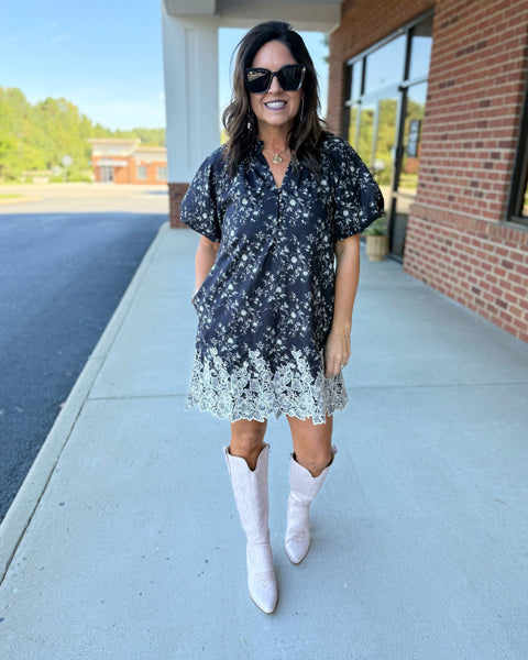 Noelle Floral Dress in Black