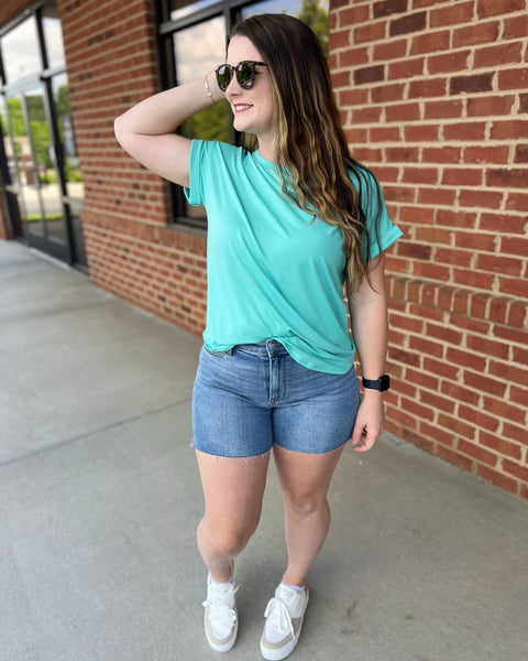 Sloane REG/CURVY Tee in Tiffany Blue FINAL SALE