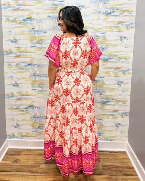 Ellie Maxi Dress in Coral