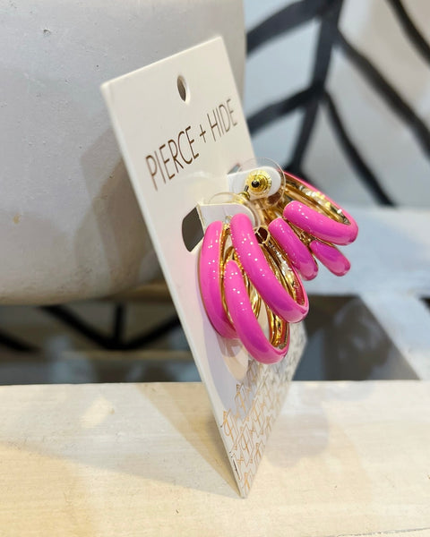 Fuchsia Petite Tri-Hoop Earrings