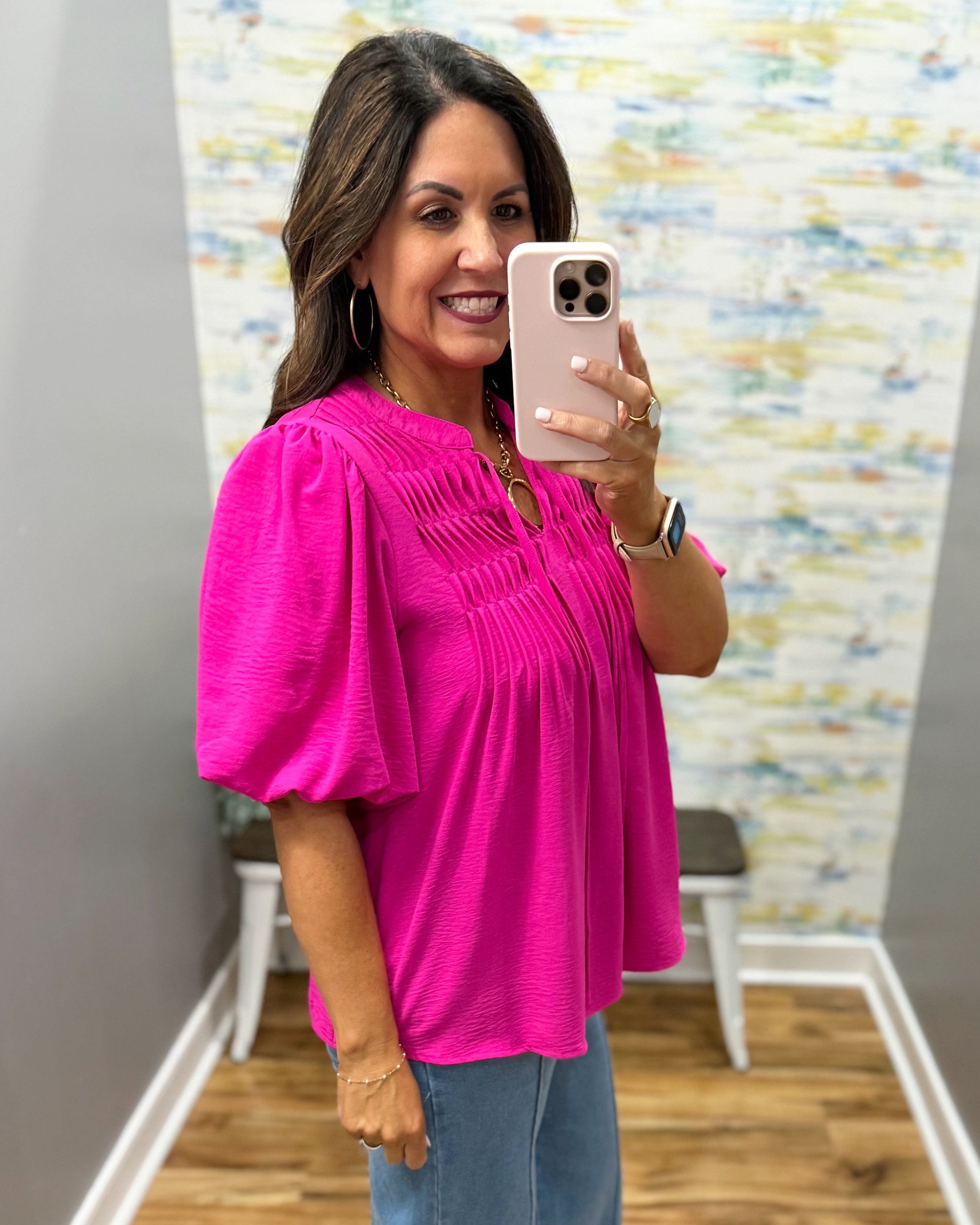 Blakely REG/CURVY Pin Tuck Top in Hot Pink – Madi Savvy Boutique