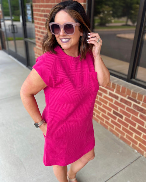 Harper Textured Dress in Fuchsia FINAL SALE