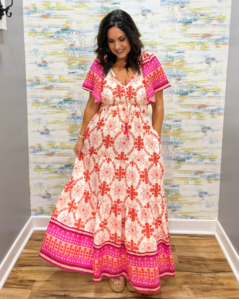 Ellie Maxi Dress in Coral