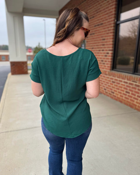 Rylee REG/CURVY Blouse in Hunter Green