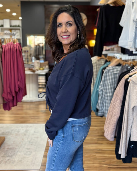 Hadley Reversible Knit Top in Navy