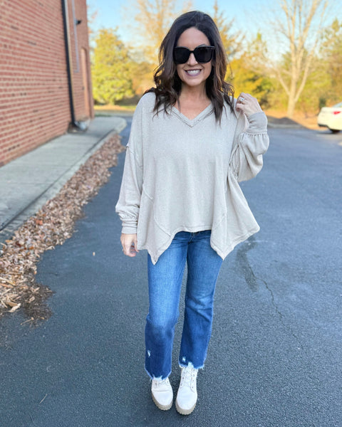 Nolan Asymmetrical Top in Stone FINAL SALE