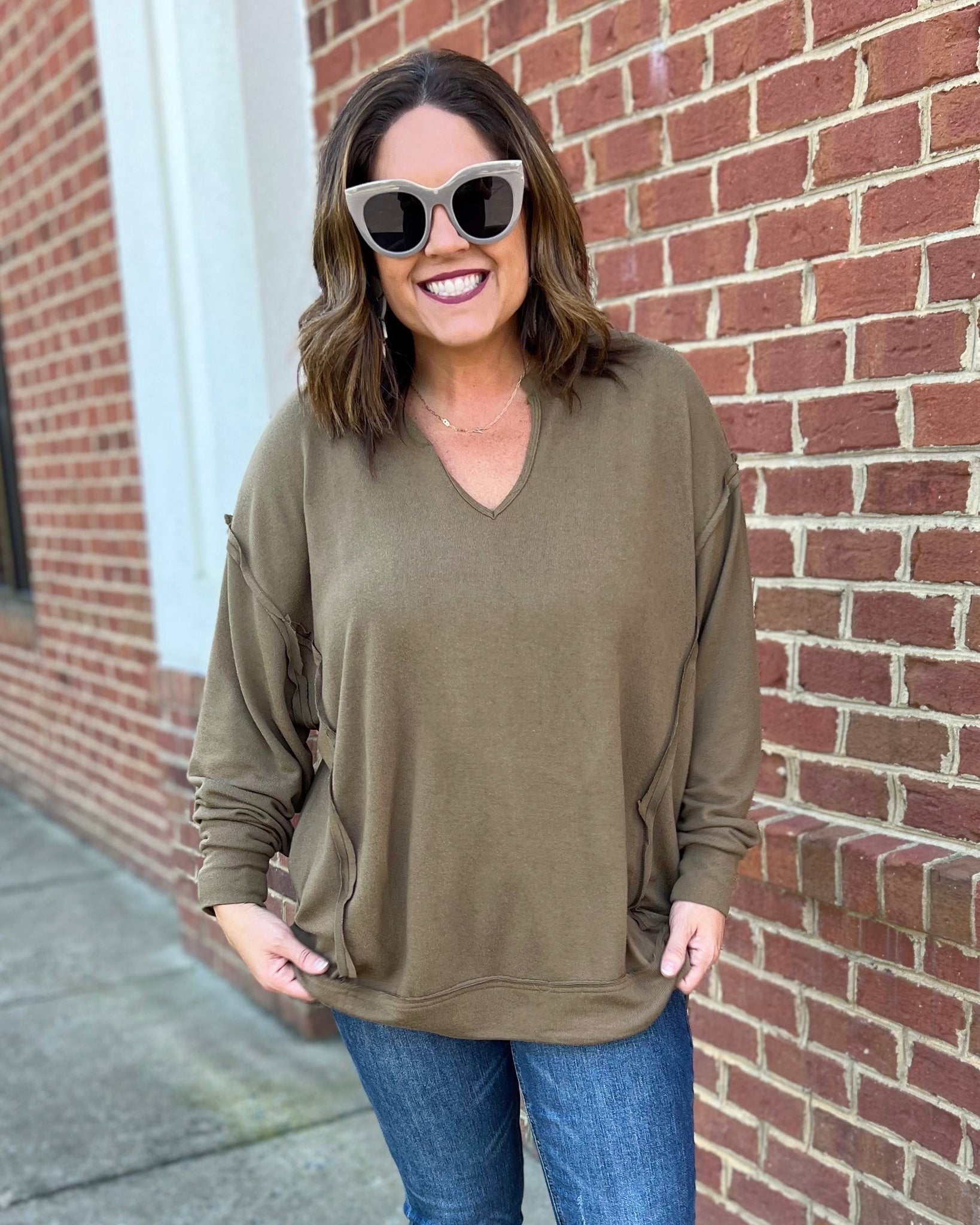 Goldie REG/CURVY Tunic Top in Olive FINAL SALE, Madi Savvy
