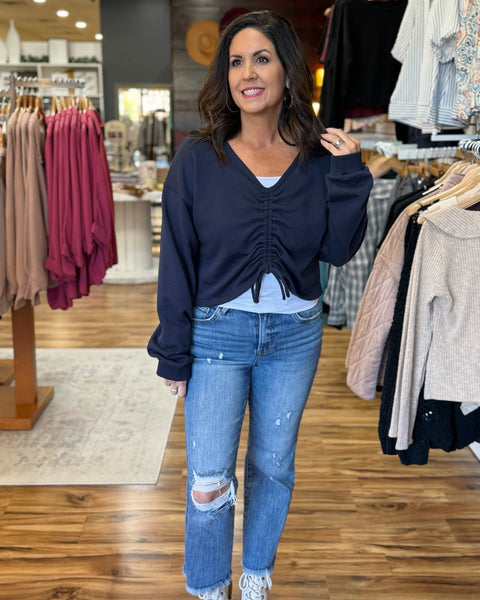 Hadley Reversible Knit Top in Navy