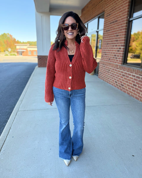 Alexis Knit Cardigan in Spiced Brandy