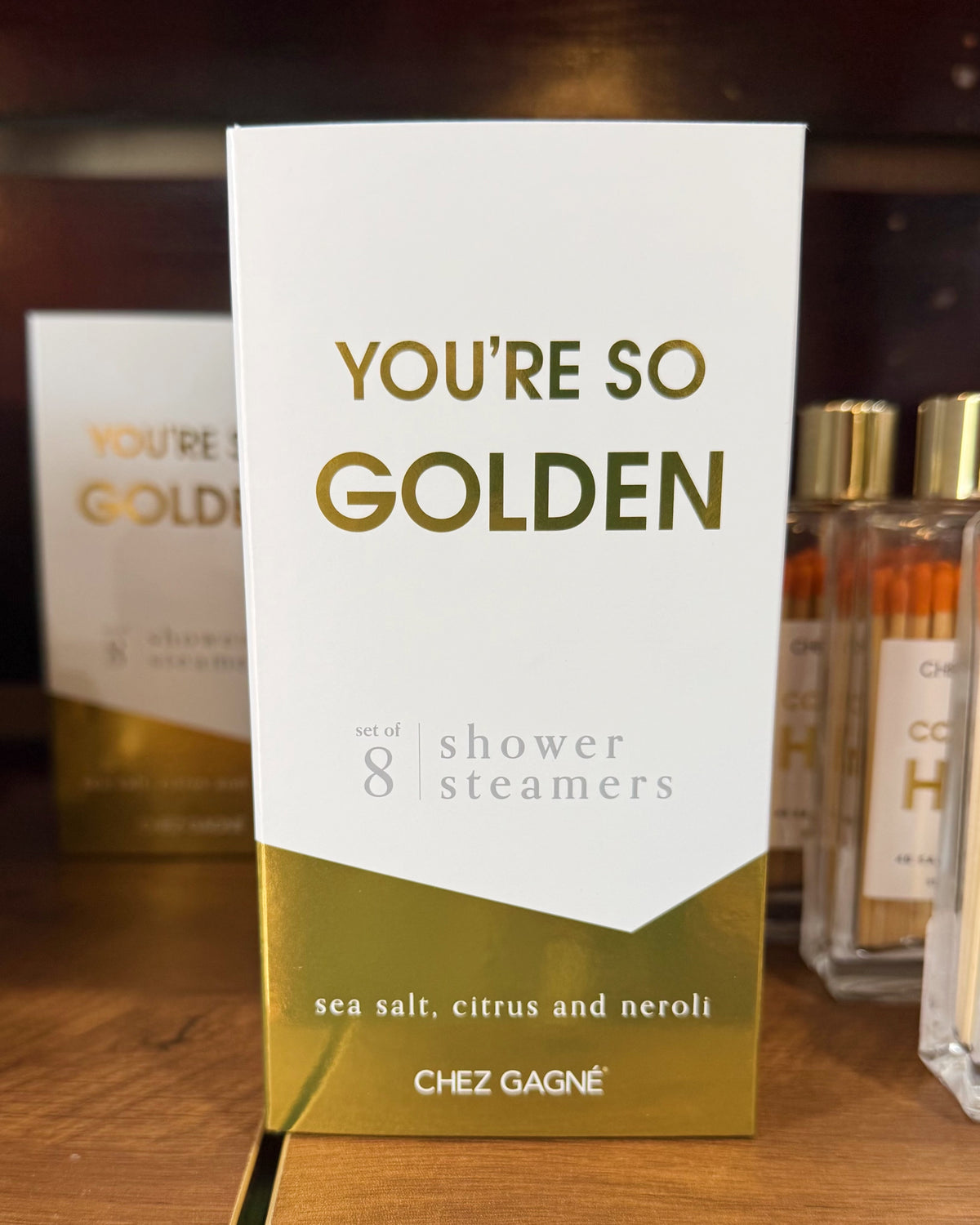 you're so golden sea salt, citrus, and neroli shower steamers.
