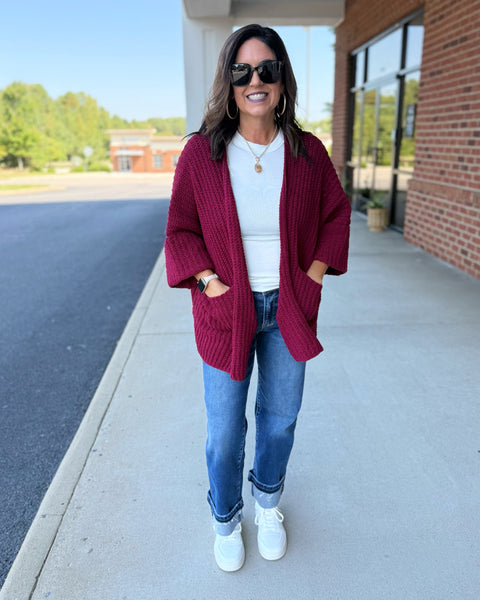Gabbie Sweater Cardigan in Cabernet FINAL SALE