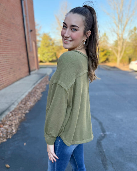 Nolan Asymmetrical Top in Olive FINAL SALE