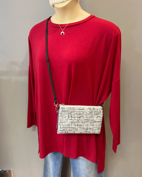 Claire CURVY Dolman Blouse in Dark Red FINAL SALE