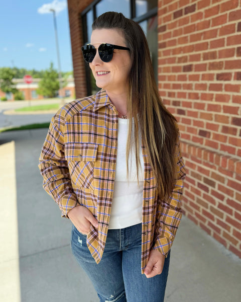 Oaklyn Plaid Top in Mustard