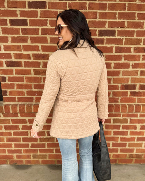 Perry REG/CURVY Quilted Jacket in Taupe