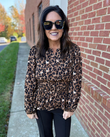 Barrett REG/CURVY Leopard Print Top