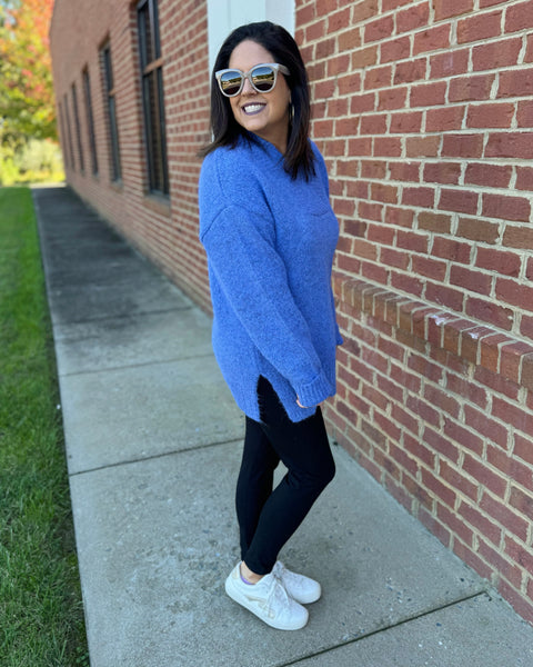 Georgia Slouchy Sweater in Slate Blue