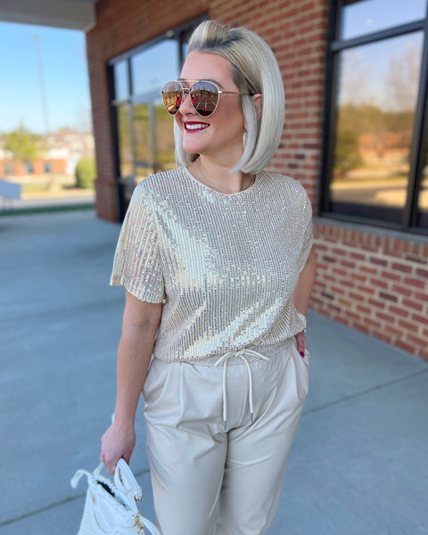 Emerson Sequin Blouse in Gold