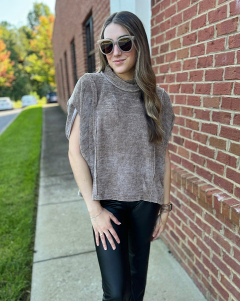 Pandora Soft Knit Pullover Top in Mocha