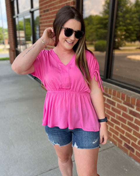 Eden Blouse in Hot Pink FINAL SALE