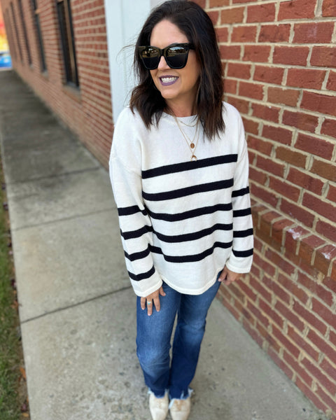 Lena Stripe Sweater in Ivory