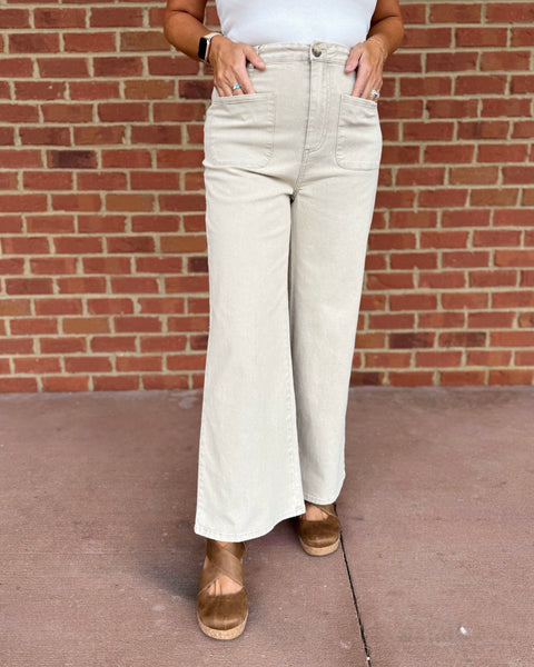 Helena Wide Leg Pants in Stone FINAL SALE