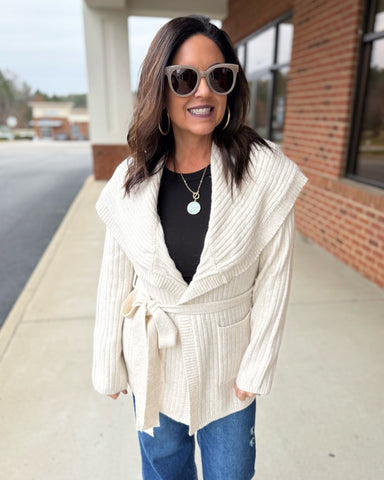 Molly Wrap Sweater Cardigan in Cream