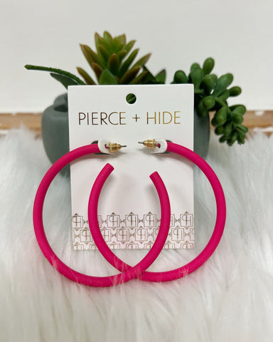 Large Skinny Hoop Earrings in Fuchsia FINAL SALE