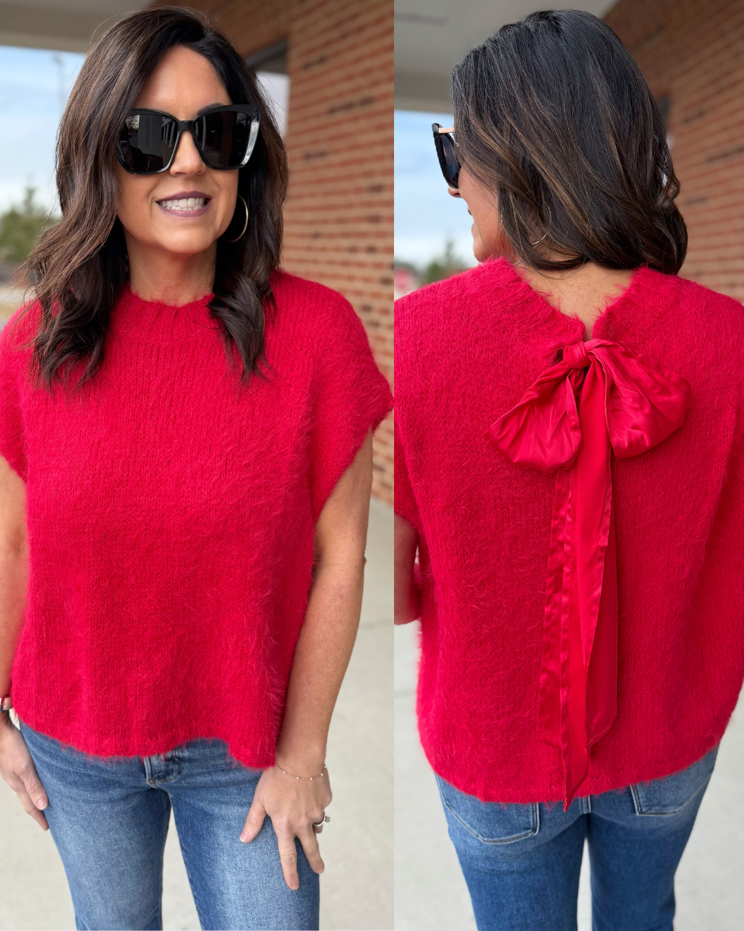 Alex Mohair Sweater in Red