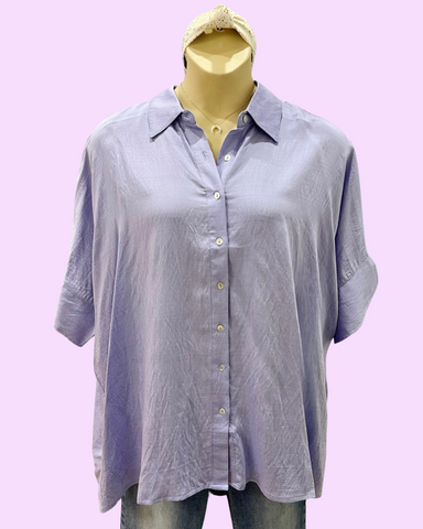 Jayla CURVY Button Up Blouse in Chambray FINAL SALE