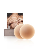 Nipple covers with a box featuring an image of a woman's chest.