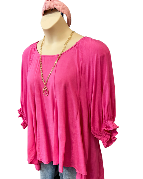 Carter Curvy Blouse in Hot Pink FINAL SALE