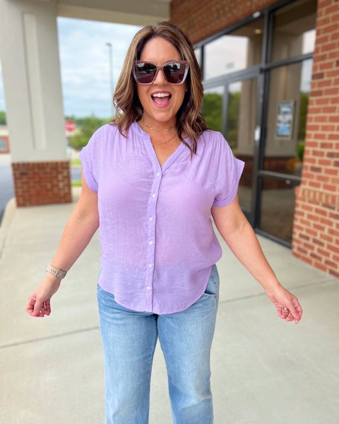 Kaylee Button Up Blouse in Lavender FINAL SALE