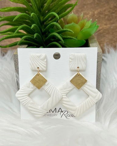 Emery Clay Earrings in Textured White