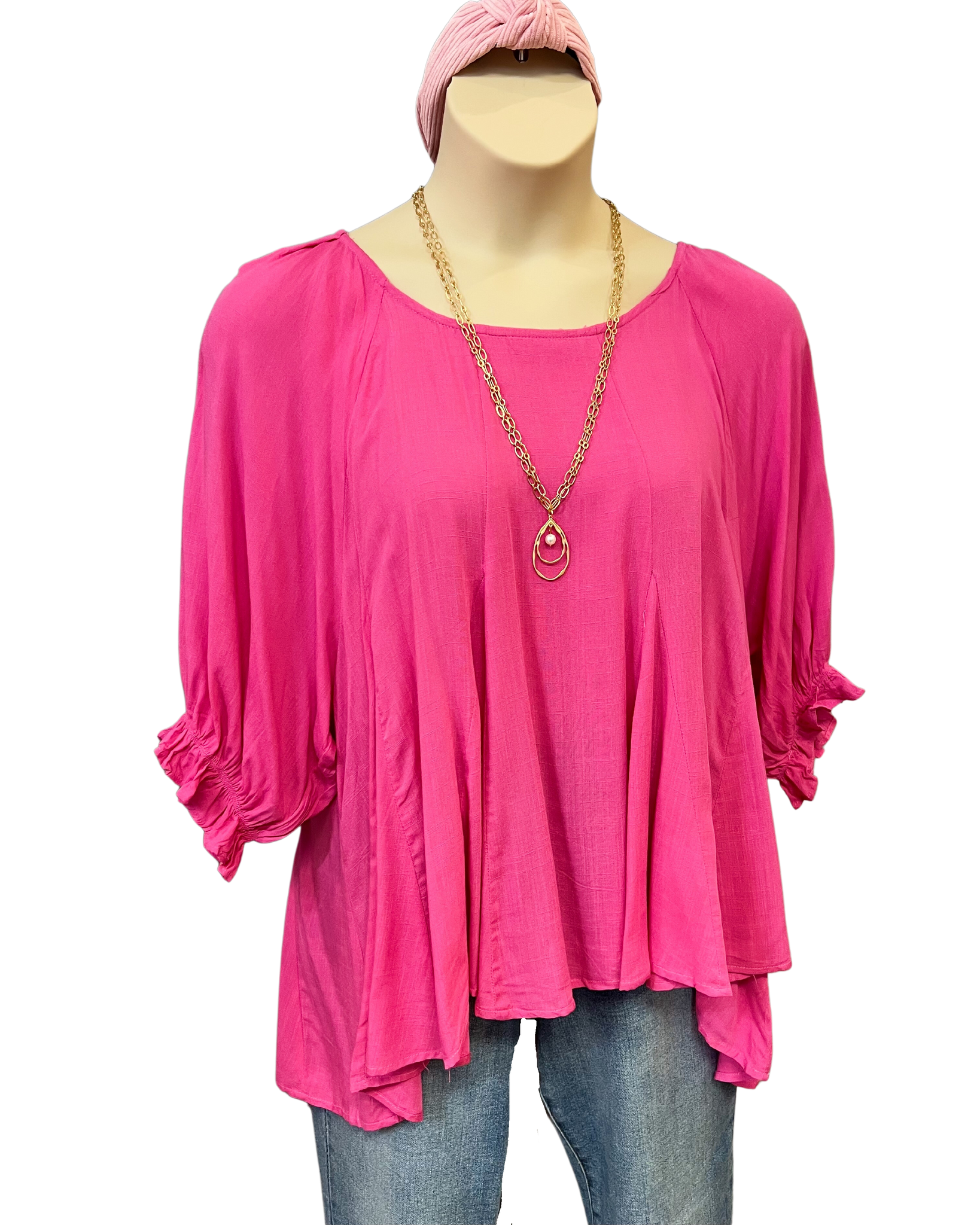 Carter Curvy Blouse in Hot Pink FINAL SALE