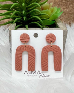 Terracotta Textured Clay Arch Earrings