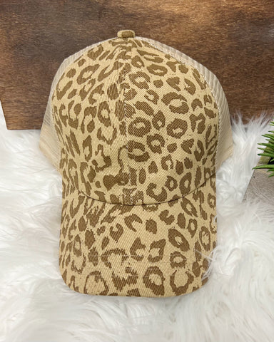 Tan Leopard Trucker Hat