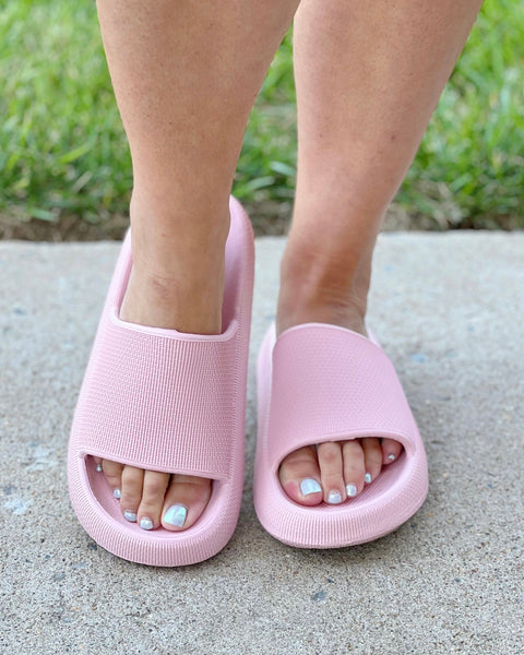 The Gisele Pillow Slide Sandal in Pink FINAL SALE